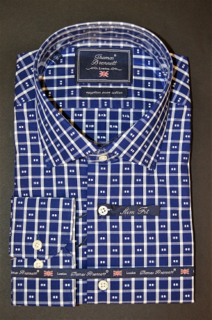 Стильная синяя модная мужская (рубашка) в клетку Италия купить оптом и в 
розницу в наличии со склада в Москве, интернет-магазин