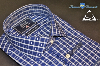 Стильная синяя модная мужская (рубашка) в клетку Италия купить оптом и в 
розницу в наличии со склада в Москве, интернет-магазин