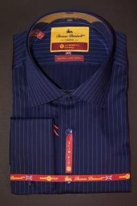 Мужская синяя рубашка (сорочка) в полоску производства Италия купить оптом и 
в розницу в
наличии со склада в Москве интернет-магазин