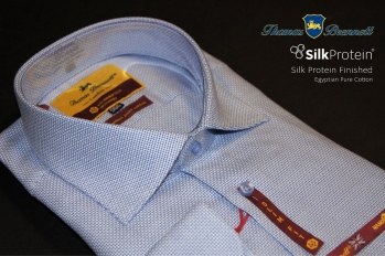 Мужская приталенная голубая рубашка (сорочка) производства Италия купить оптом и в розницу в наличии со склада в Москве интернет-магазин