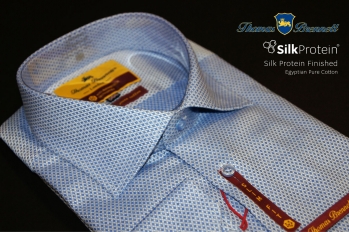Мужская голубая рубашка (сорочка) производства Италия купить оптом и в розницу в наличии со склада в Москве интернет-магазин