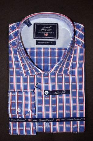 Купить мужская рубашка (сорочка) производства Италия в клетку оптом и в розницу в наличии со склада в Москве интернет-магазин