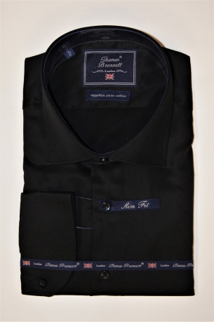 Мужская чёрная рубашка (сорочка) производства Италия  купить оптом и в розницу в наличии со склада в Москве интернет-магазин